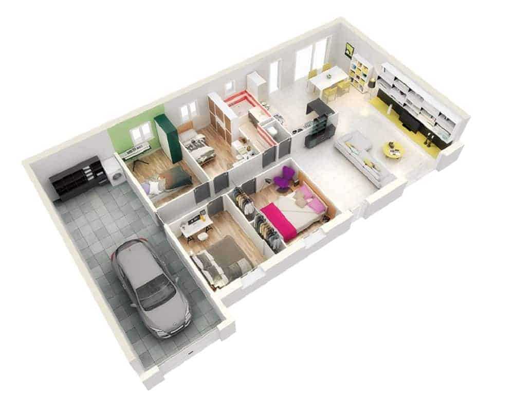 Mẫu thiết kế nhà 1 tầng và 3 phòng ngủ đẹp Mẫu thiết kế nhà 1 tầng và 3 phòng ngủ đẹp