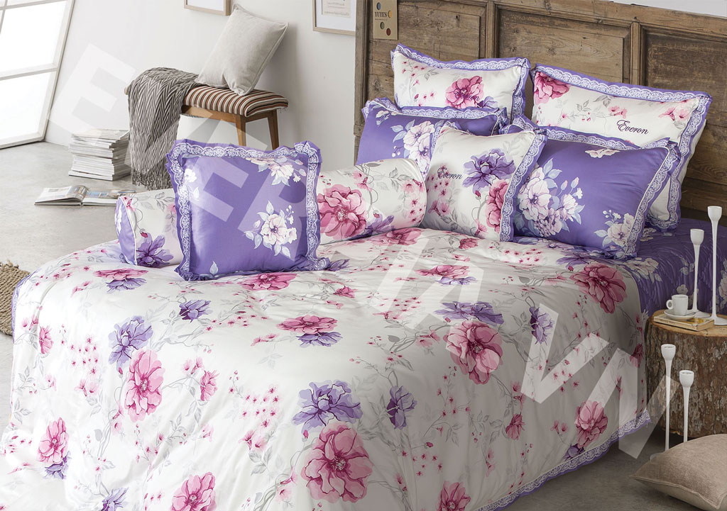Bộ chăn ga gối cotton lụa (satin) thương hiệu Everon thuộc bộ sưu tập chăn ga gối 2017