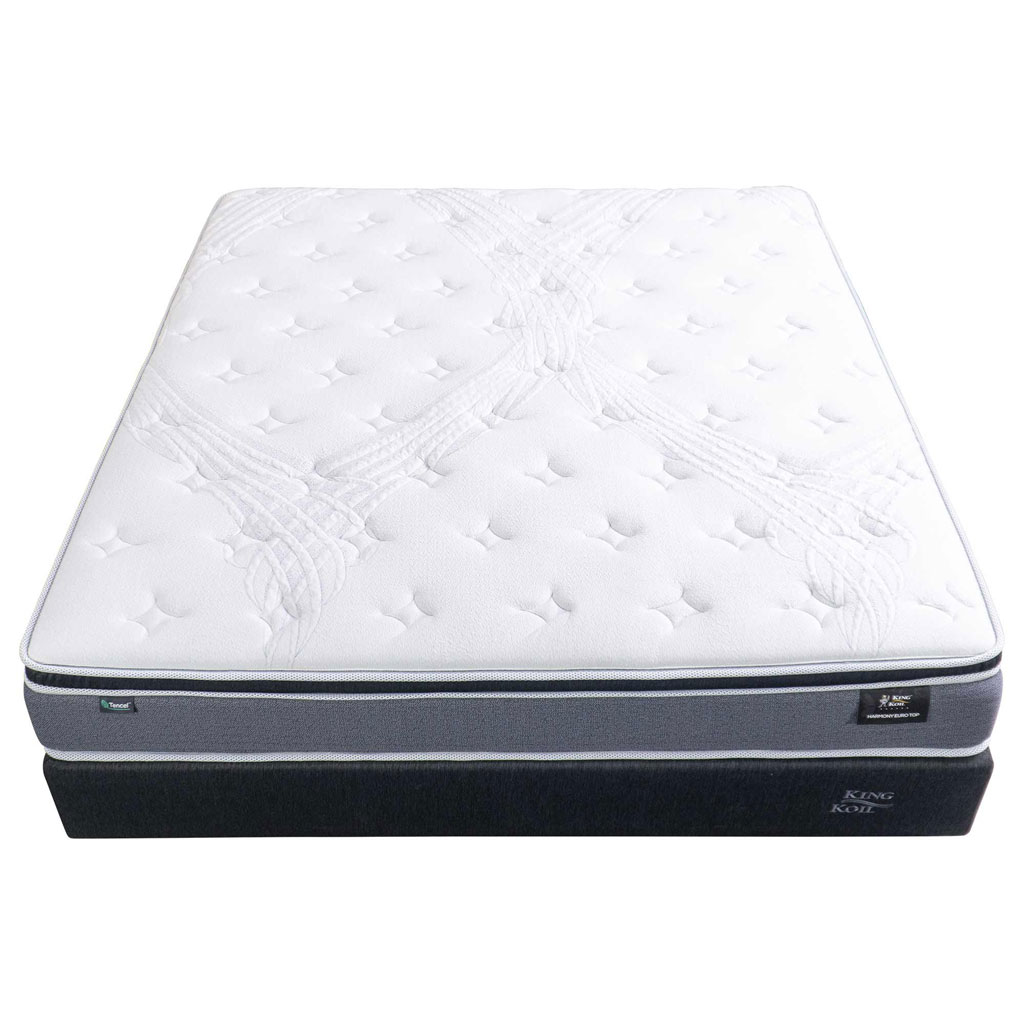 Đệm lò xo Kingkoil Harmony Euro Top với kích thước phổ biến 160x200cm hoặc 180x200cm, xuất xứ chính hãng và nhập khẩu từ USA